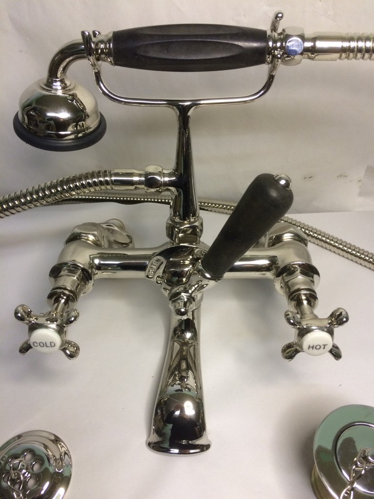 Nickel plated bath shower refurbished taps Reclaimed and Refurbished
